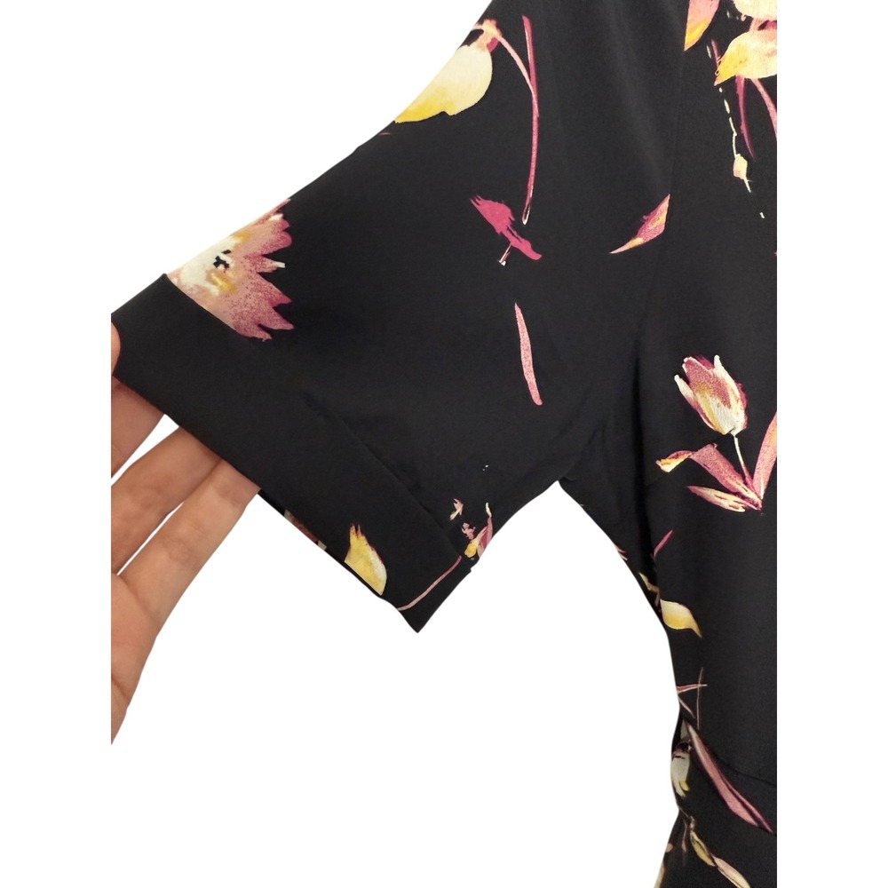 Active USA Floral Print Jumpsuit Wide Leg V Neck Black Casual Medium/Large NWT - Picture 7 of 15
